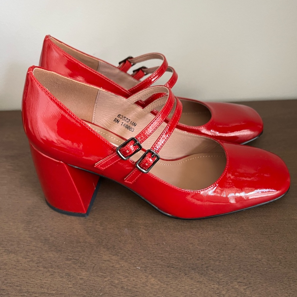Bibi Lou red patten leather heels